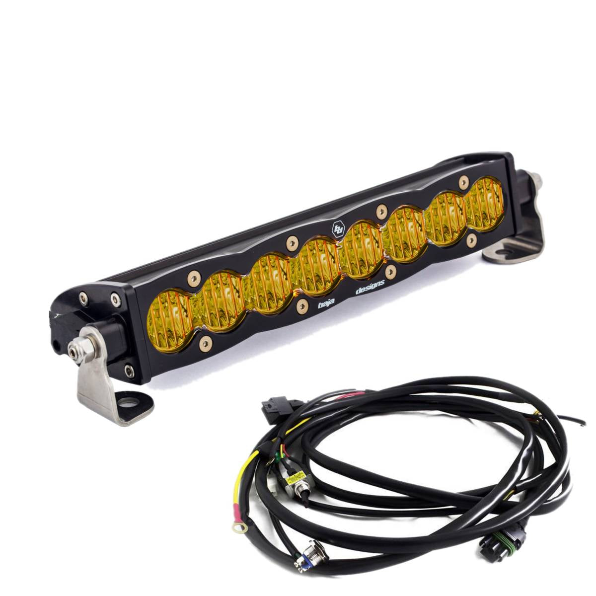 Image of Baja Designs 10" S8 Amber Wide Cornering Light Bar W/ Toggle Harness & Backlight