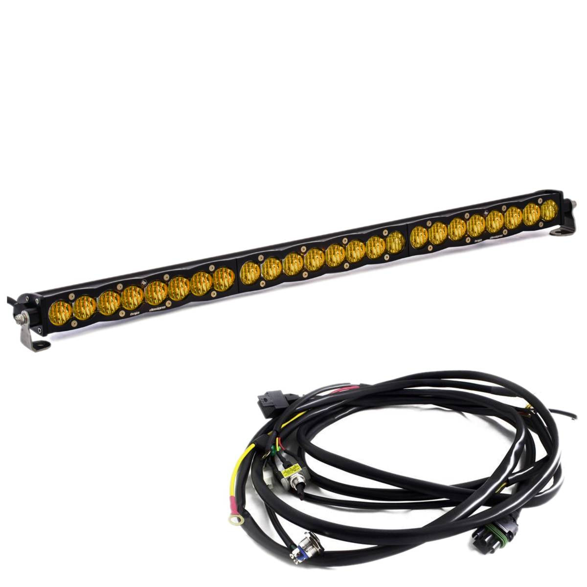 Image of Baja Designs 30" S8 Amber Wide Cornering Light Bar W/ Toggle Harness & Backlight