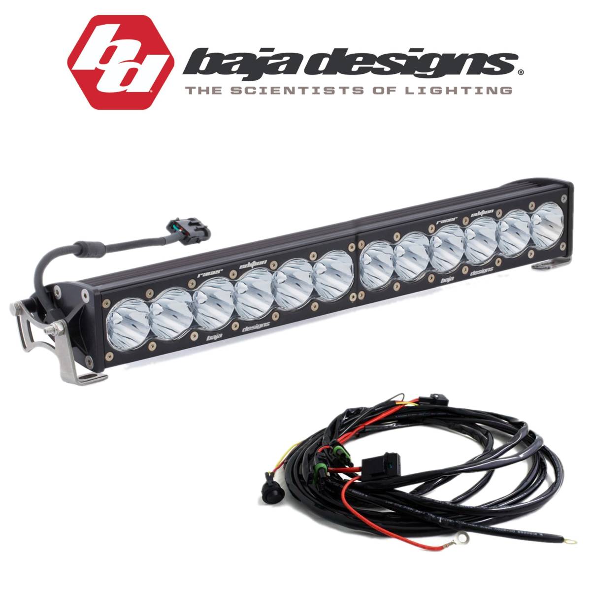 Image of Baja Designs 20" OnX6+ Clear Racer Spot Light Bar With Toggle Wiring Harness