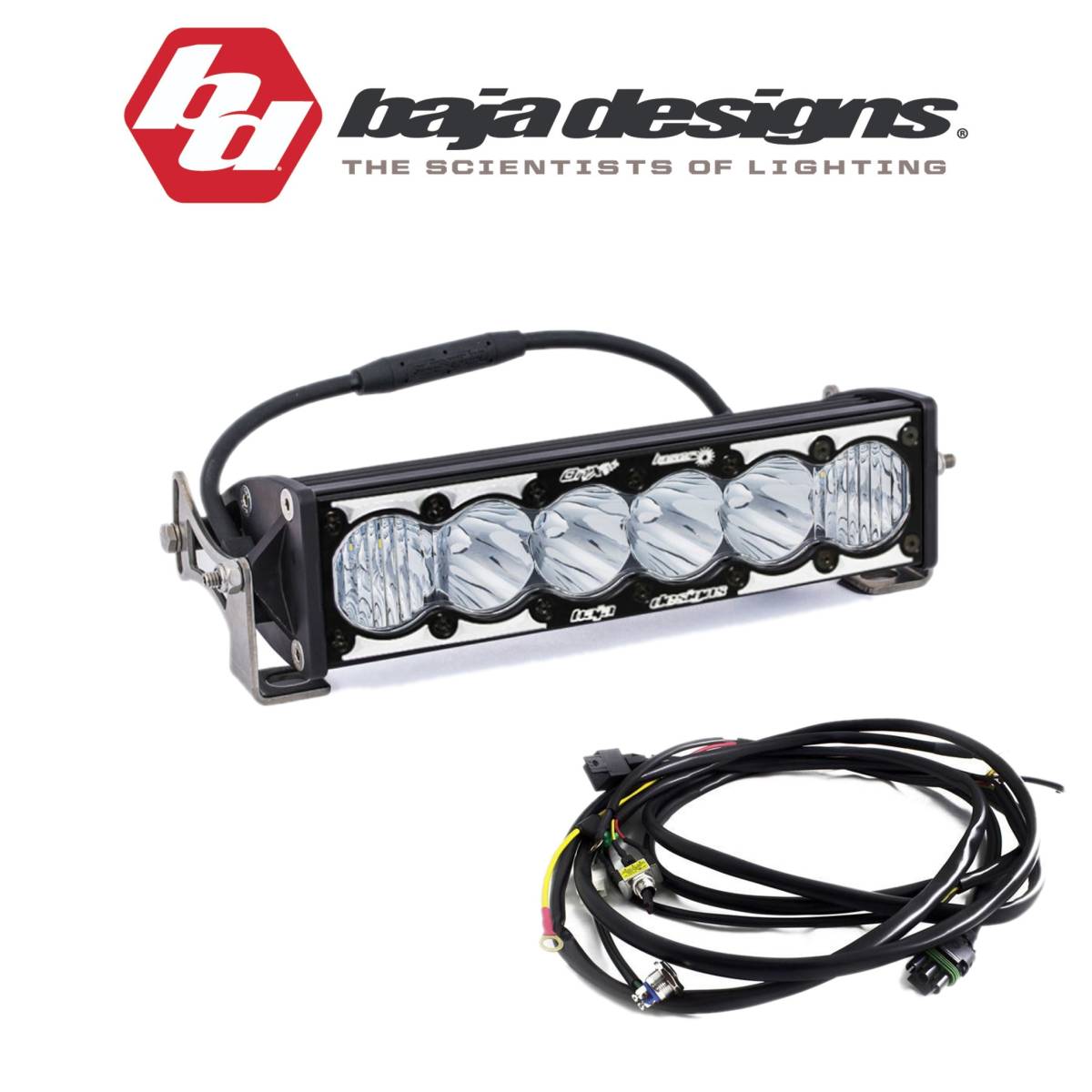 Image of Baja Designs 10" OnX6+ Hybrid Laser Spot Light Bar W/ High/Low Wiring Harness