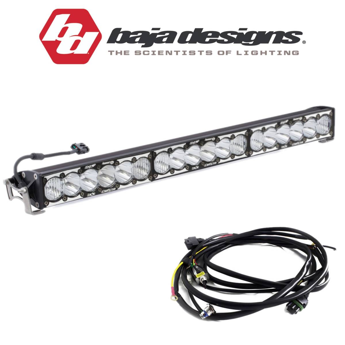 Image of Baja Designs 30" OnX6+ Hybrid Laser Spot Light Bar W/ High/Low Wiring Harness