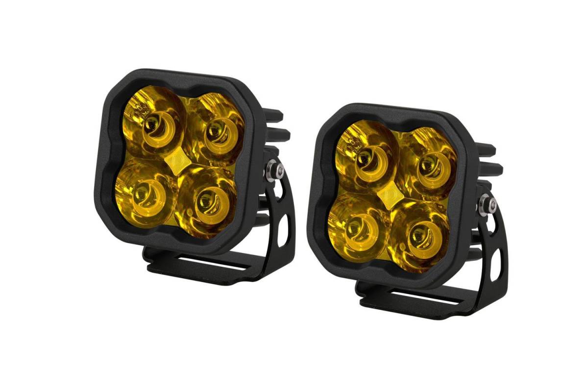 Image of Diode Dynamics SS3 Pro Amber Spot Light Pod Set W/ Amber Backlight W/ Harness