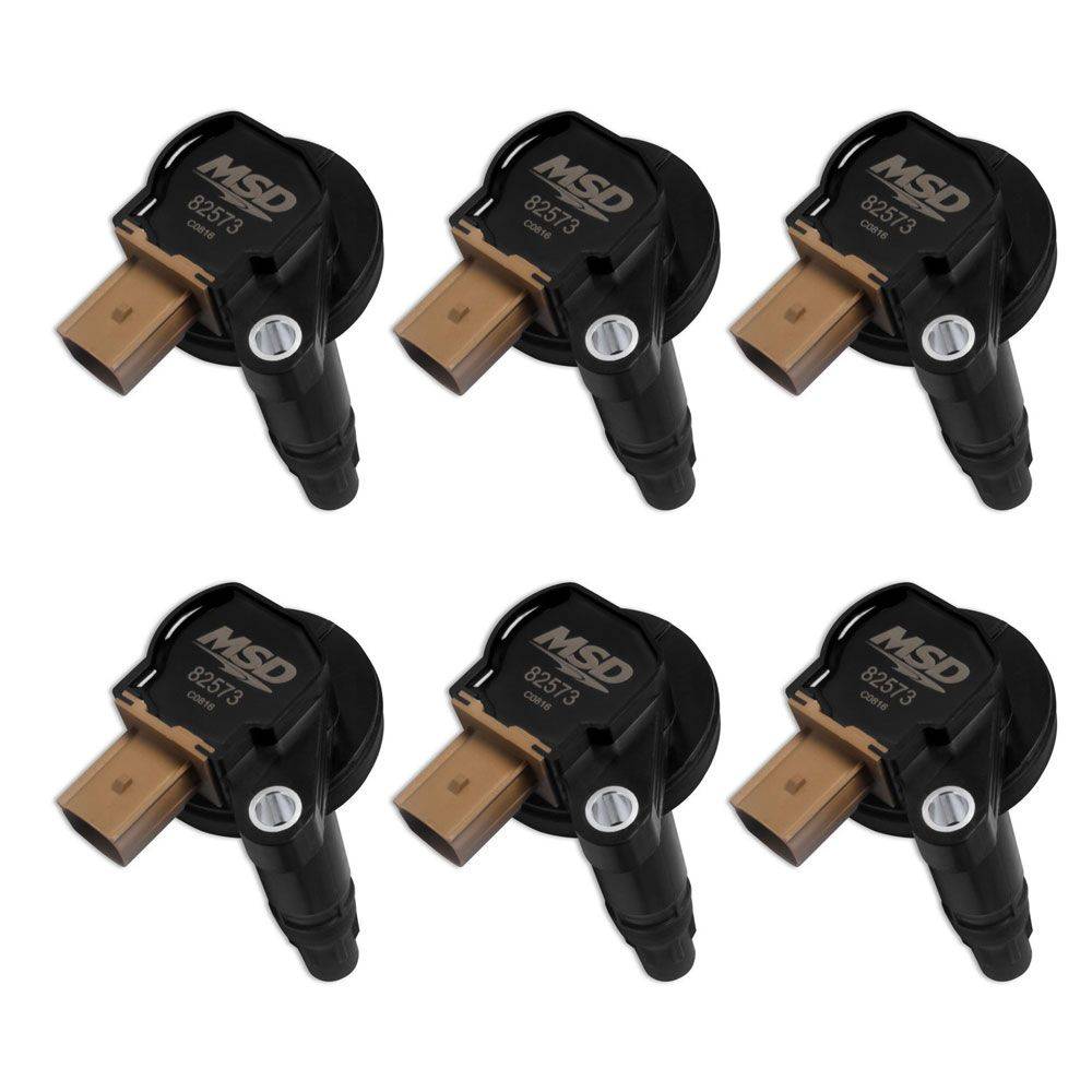 Image of MSD (6) Black Ignition Coils For 2011-2016 F-150 3.5L V6 Ecoboost W/ Tan 3-Pin