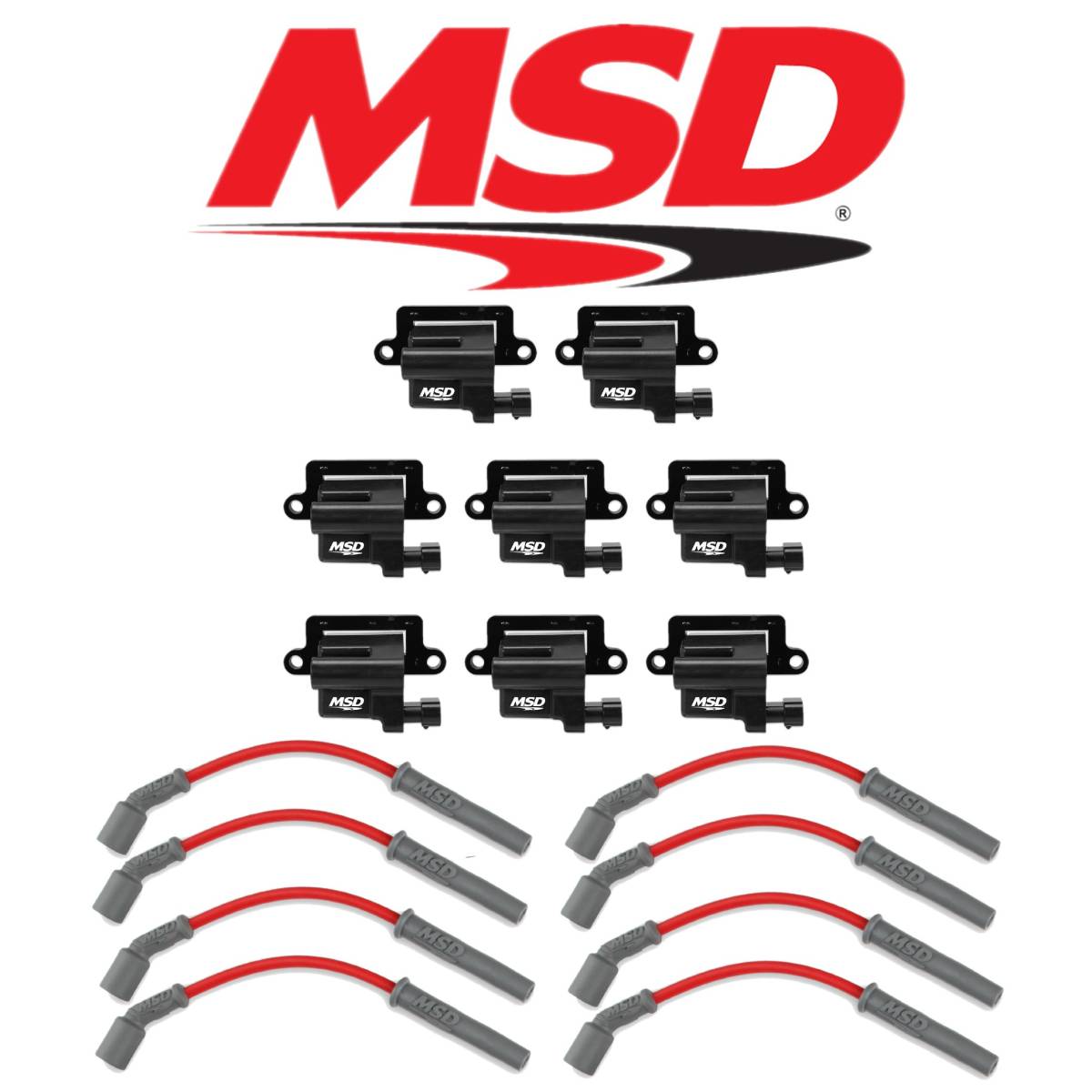 Image of MSD Black Ignition Coil & Plug Wire Kit For 99-07 Chevrolet/GMC 5.3L/6.0L LS