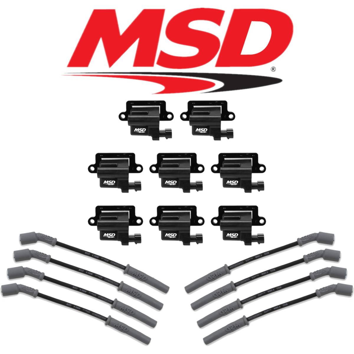 Image of MSD Black Ignition Coil/Plug Wire Kit For 1999-2007 Chevrolet/GMC 5.3L/6.0L LS