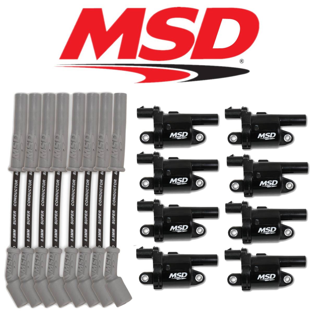 Image of MSD Black Ignition Coil/Spark Plug Wire Kit For 14+ Cadillac/Chevy/GMC 5.3L/6.2L
