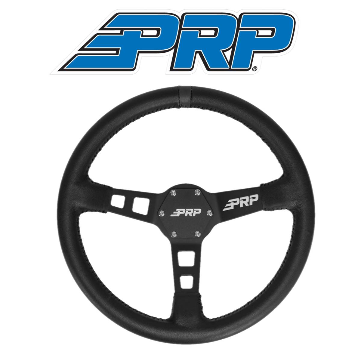 Image of PRP Deep Dish Leather Steering Wheel Black Stripe For Polaris RZR/Can-Am X3