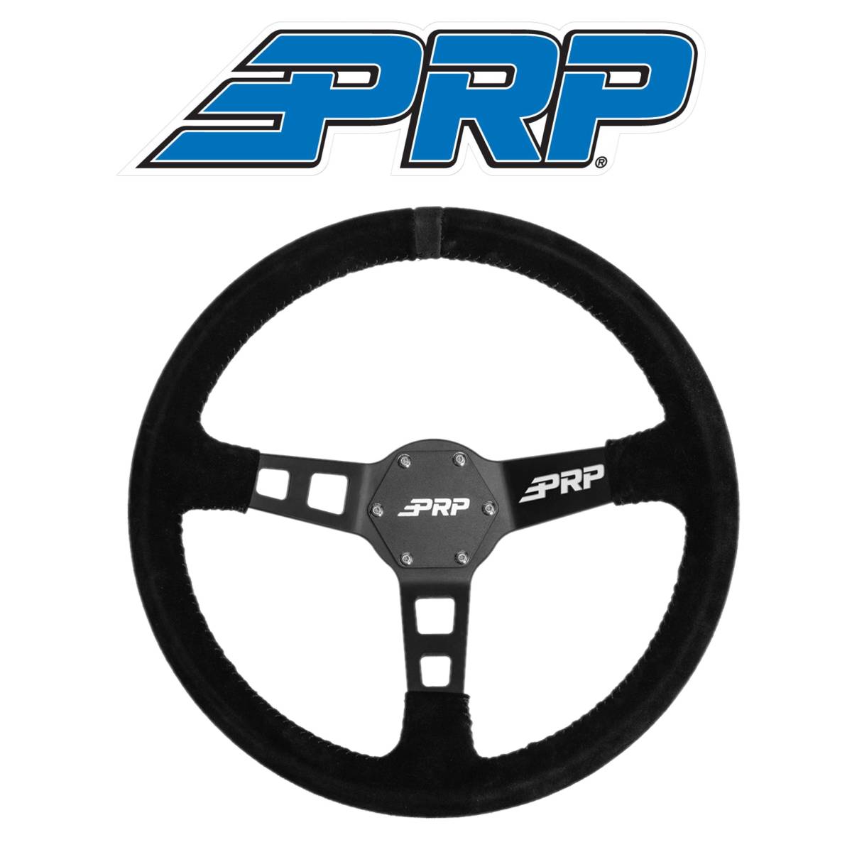 Image of PRP Deep Dish Suede Steering Wheel Black Stripe For Polaris RZR/Can-Am Maverick
