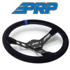 Image of PRP Deep Dish Suede Steering Wheel Blue Stripe For Polaris RZR/Can-Am Maverick