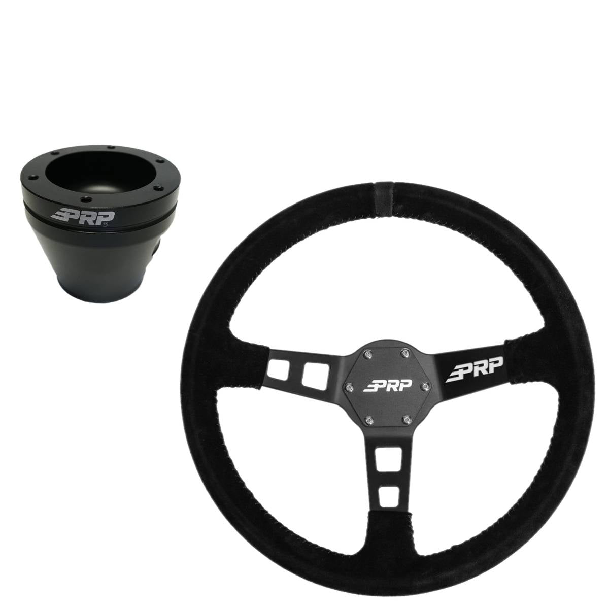Image of PRP Deep Dish Suede Wheel Black Stripe W/ UTV Hub Adapter For Polaris/Can-Am