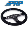 Image of PRP Flat Suede Steering Wheel With Blue Stripe For Polaris RZR/Can-Am Maverick