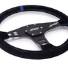 Image of PRP Flat Suede Steering Wheel With Blue Stripe For Polaris RZR/Can-Am Maverick