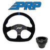 PRP Comp-R Suede Steering Wheel Blue Stripe W/ UTV Hub Adapter For Polaris & Can-Am
