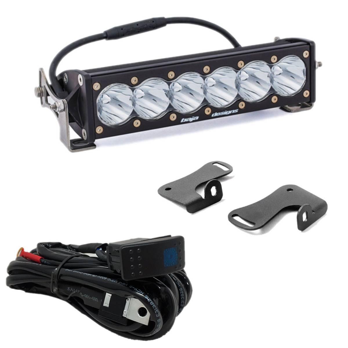 Image of Rudy's Custom Hood Mount Bracket & Baja Designs 10" OnX6+Light Bar & Rocker Switch For 2020-2024 Polaris RZR Pro XP/XP4