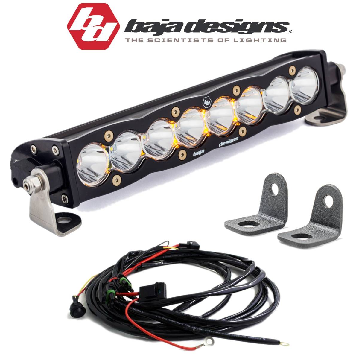 Image of Baja Designs 10" S8 Hood Mount Light Bar Kit For Polaris RZR XP Turbo