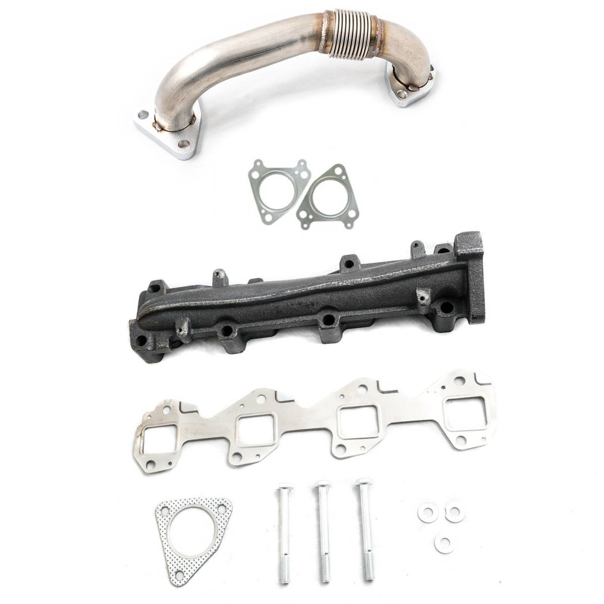 Image of Rudy's Driver Side Up Pipe & Manifold Set For 01-16 Chevrolet GMC 6.6L Duramax