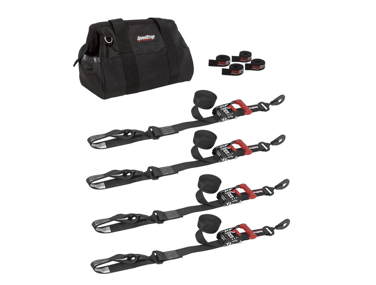 Image of SpeedStrap UTV/SXS Kit 1.5″ Black Strap Ratchet Tie-Down Kit W/ Tool Bag