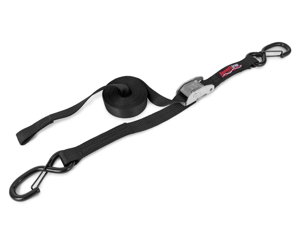 Image of SpeedStrap Heavy Duty Cam-Lock 1in by 10ft Black Strap Tie-Down W/ Snap S-Hooks
