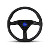 Image of Momo Monte Carlo 350MM Black Leather Steering Wheel W/ Blue Stitching MCL35BK6B