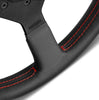 Image of Momo Monte Carlo 350MM Black Leather Steering Wheel W/ Red Stitching MCL35BK3B