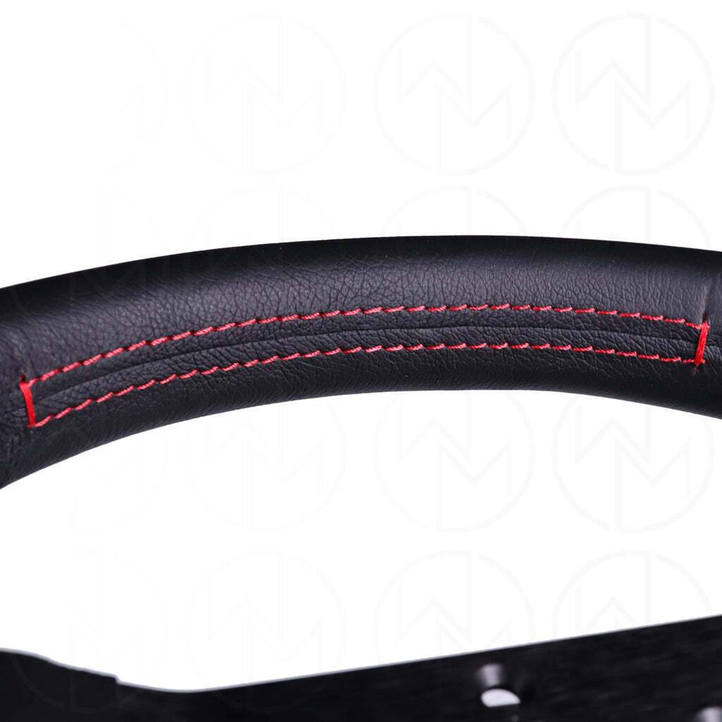 Momo Monte Carlo 320mm Black Leather Wheel Red Stitching – Rudy's