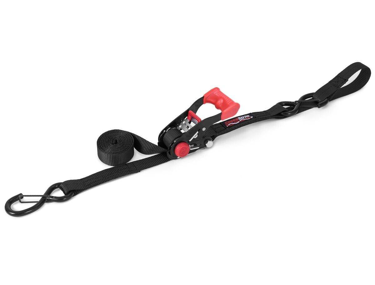 Image of SpeedStrap 1"x6' Black Ratchet Strap Tie-Down W/ Snap S-Hook and Soft Tie
