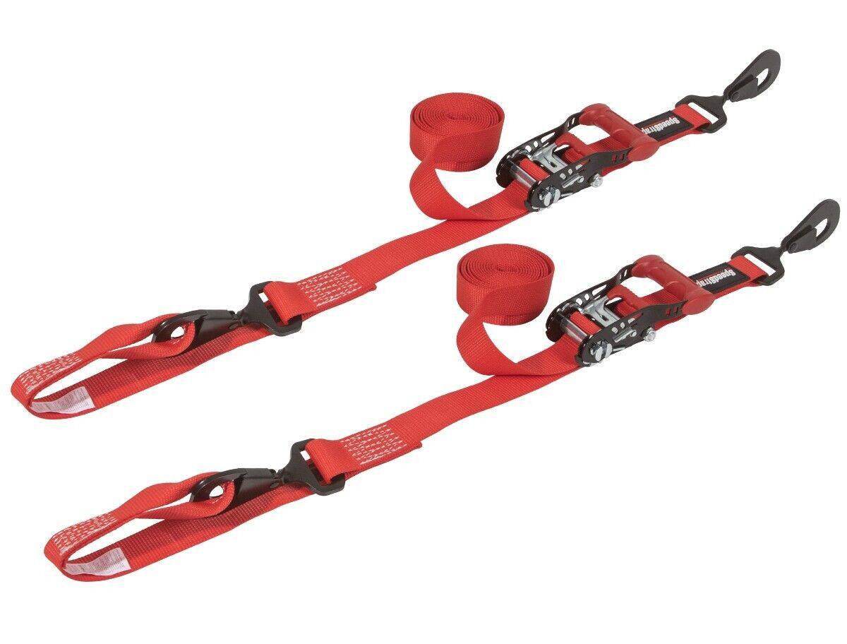 Image of SpeedStrap Red 1.5"x10' Ratchet Tie Down W/ Floating Hook and Soft Tie(2-Pack)