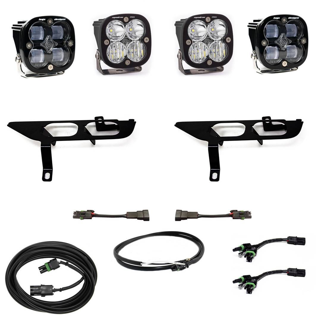 Image of Baja Designs Squadron Clear SAE/Sport Fog Light Kit W/ Upfitter Harness For 2021+ F150