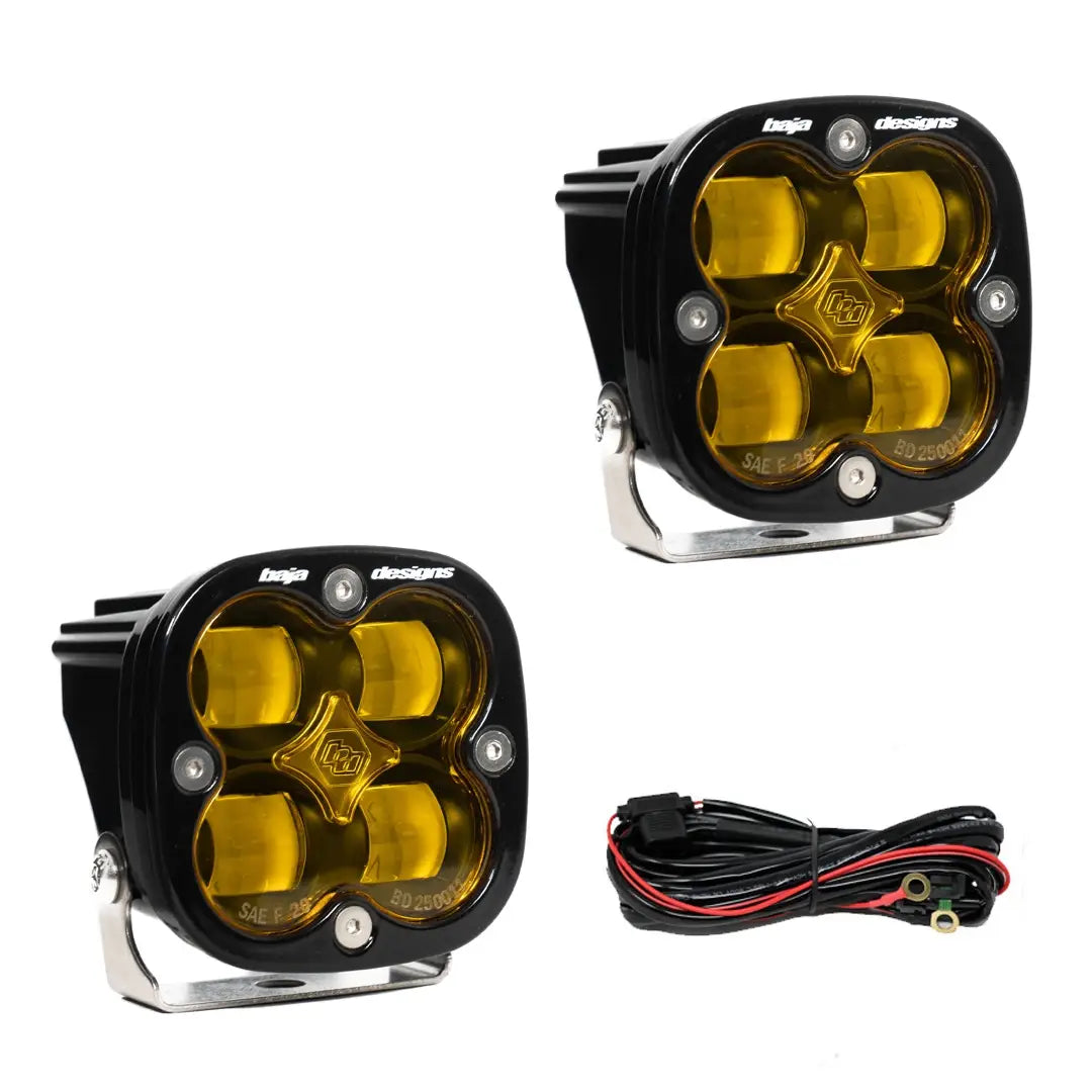 Image of Baja Designs Squadron SAE Certified Wide Cornering Amber LED Light Pods - Pair