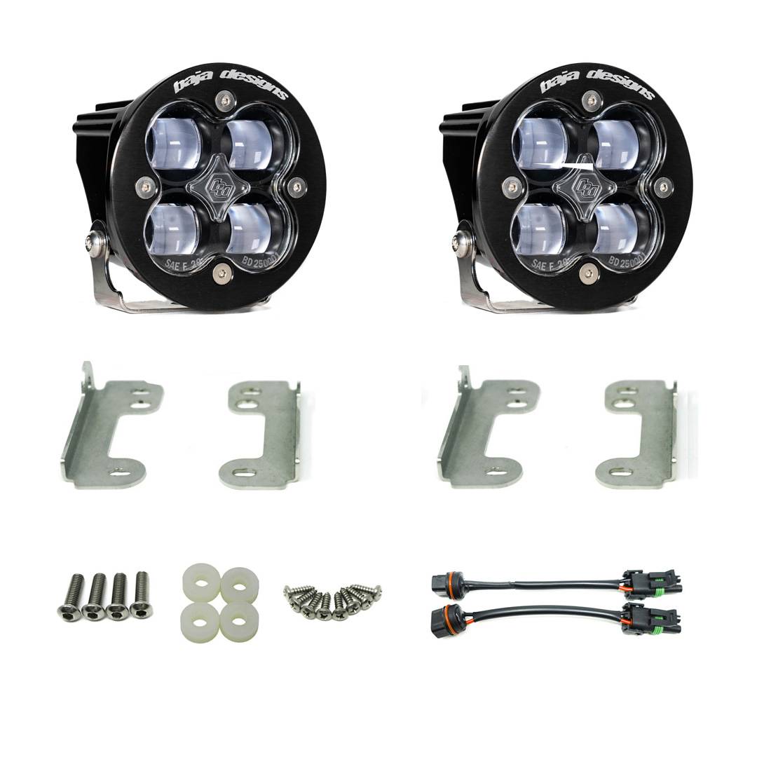 Image of Baja Designs Squadron- R SAE LED Fog Light Pocket Kit For 07-18 Jeep Wrangler JK - Clear