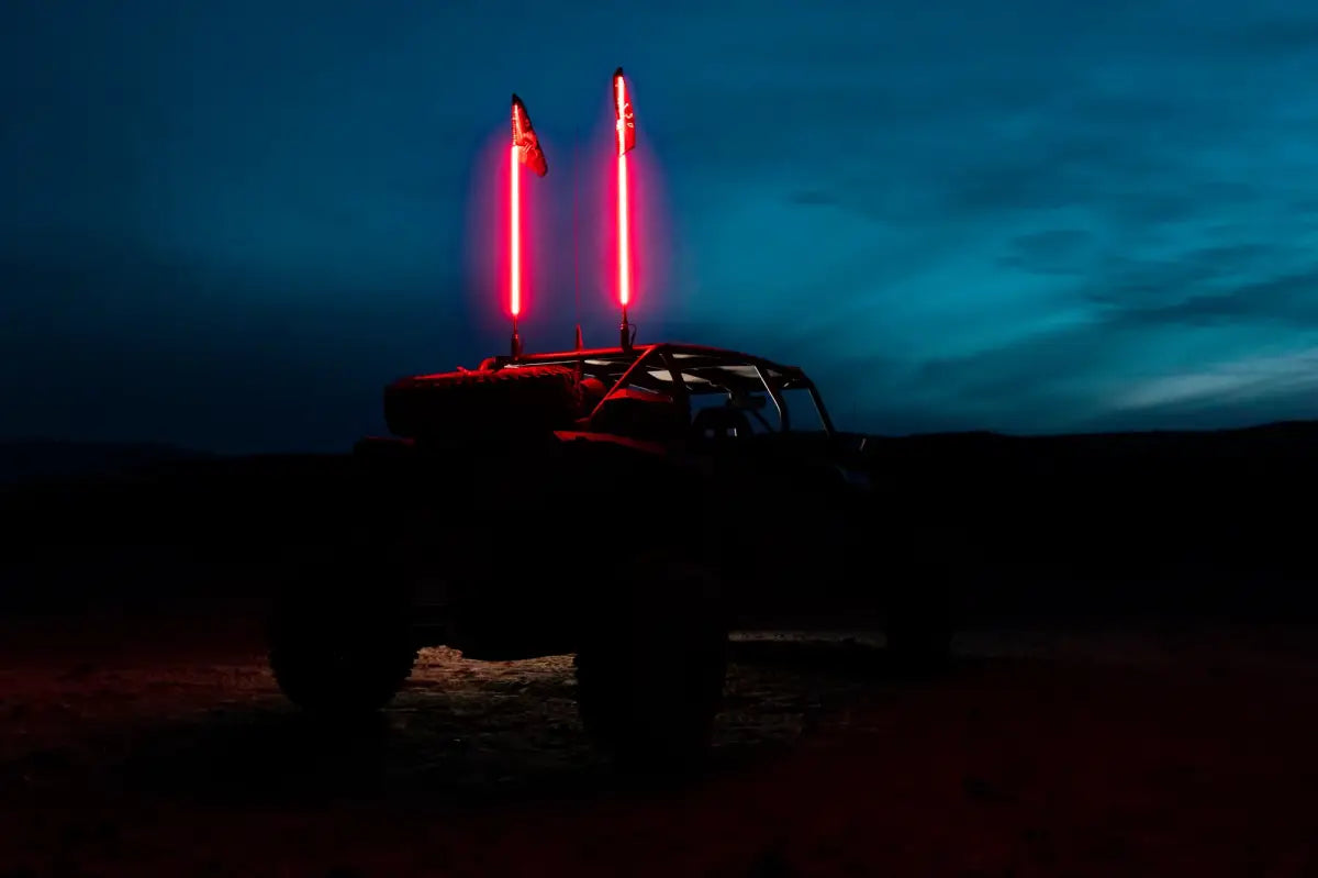 Image of 5150 Whips 1FT Hyper Color Single Red LED Whip Light With Magnet Mount & Flag