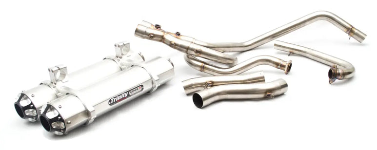 Image of Trinity Racing Brushed Stage 5 Dual Exhaust System For Kawasaki TERYX 2/4 Seater