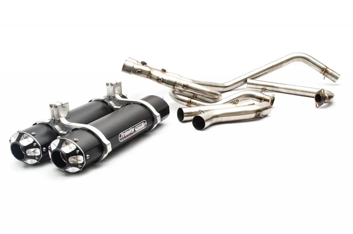 Image of Trinity Racing Black Stage 5 Dual Exhaust System For Kawasaki TERYX 2/4 Seater