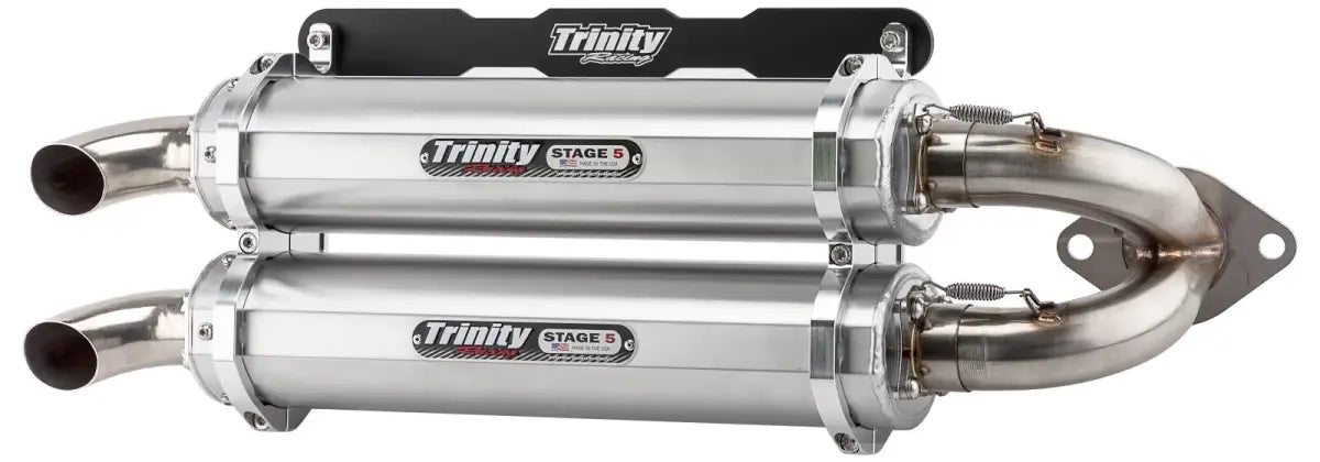 Image of Trinity Racing Brushed Stage 5 Dual Slip-On Muffler For 2018-2022 RZR RS1