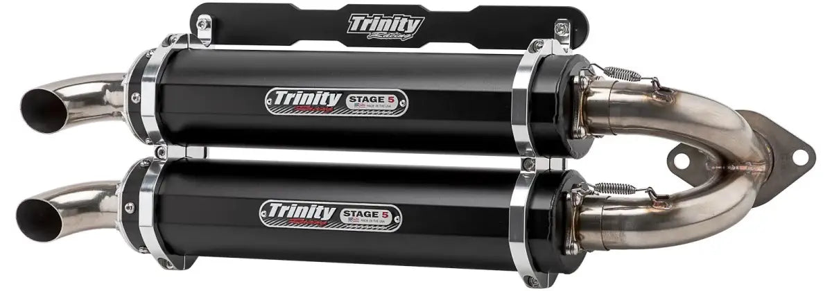 Image of Trinity Racing Black Stage 5 Dual Slip-On Muffler For 2018-2022 RZR RS1
