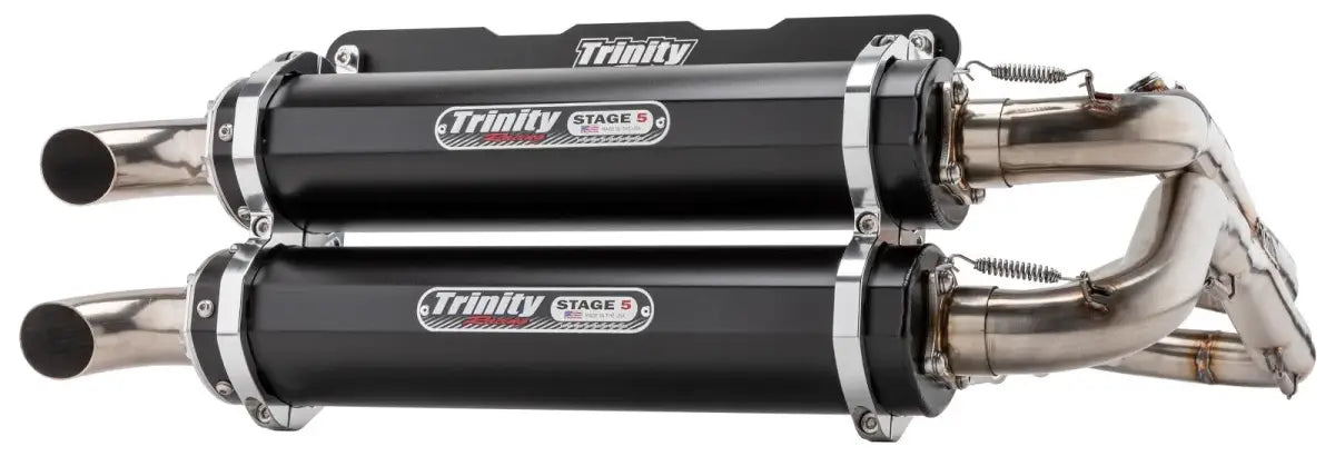 Image of Trinity Racing Black Stage 5 Dual Full Exhaust Muffler For 2018-2022 RZR RS1