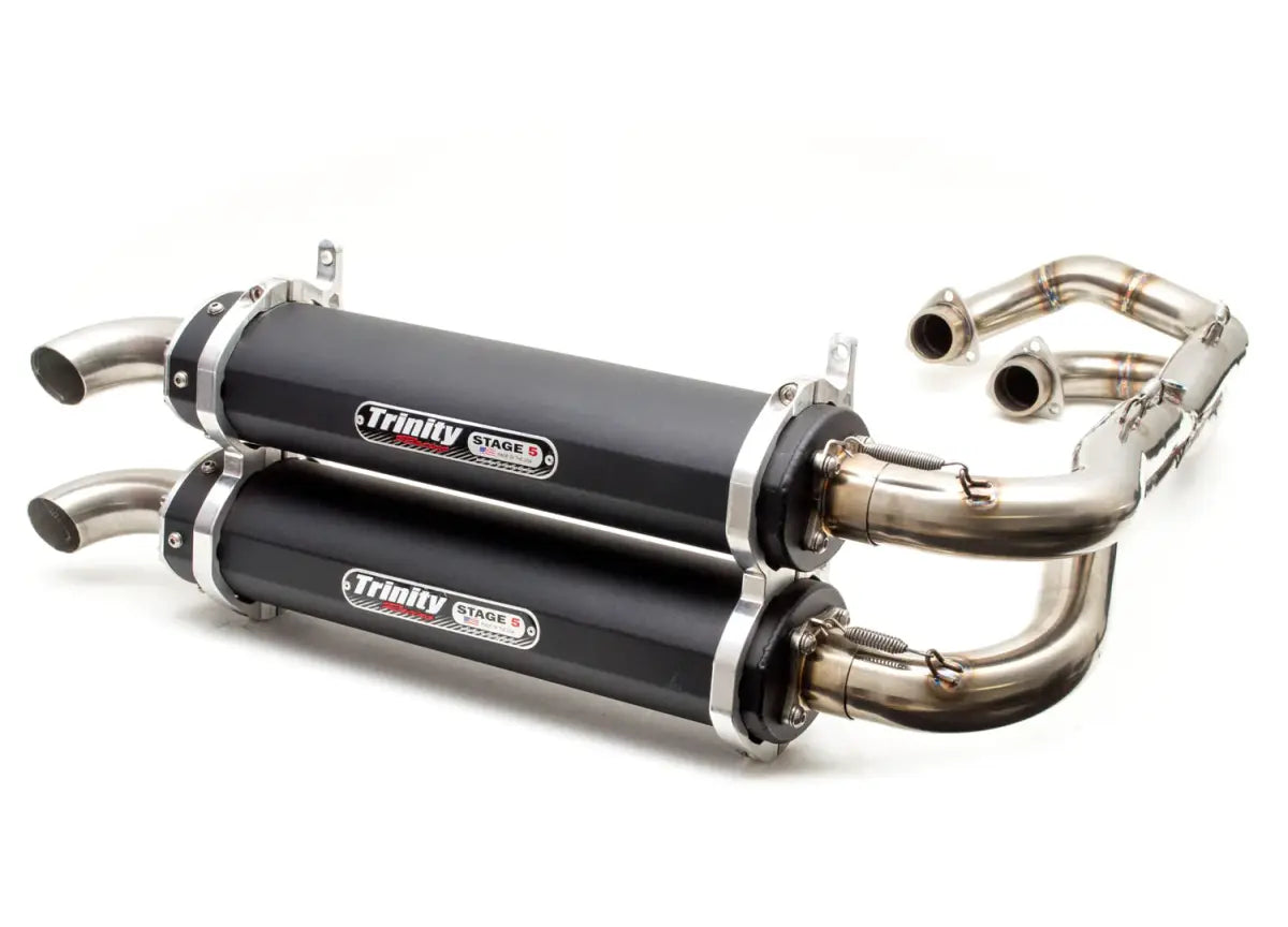 Image of Trinity Racing Black Muffler Stage 5 Dual Full System For RZR Turbo XP/XP4