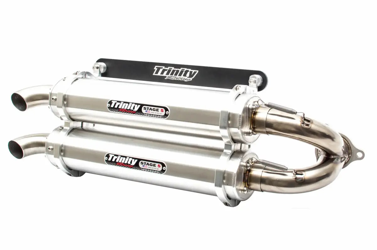 Image of Trinity Racing Brushed Dual Slip-On Exhaust For 2020+ RZR Pro/2022+ RZR Turbo