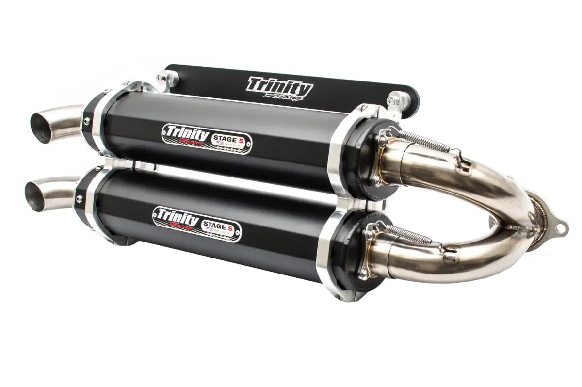Image of Trinity Racing Black Dual Slip-On Exhaust For 2020+ RZR Pro/2022+ RZR Turbo