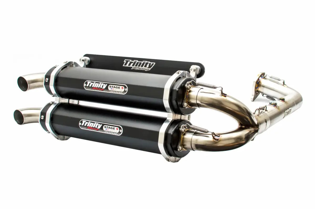 Image of Trinity Racing Black Dual Full Exhaust System For 2020+ RZR Pro/22'+ RZR Turbo