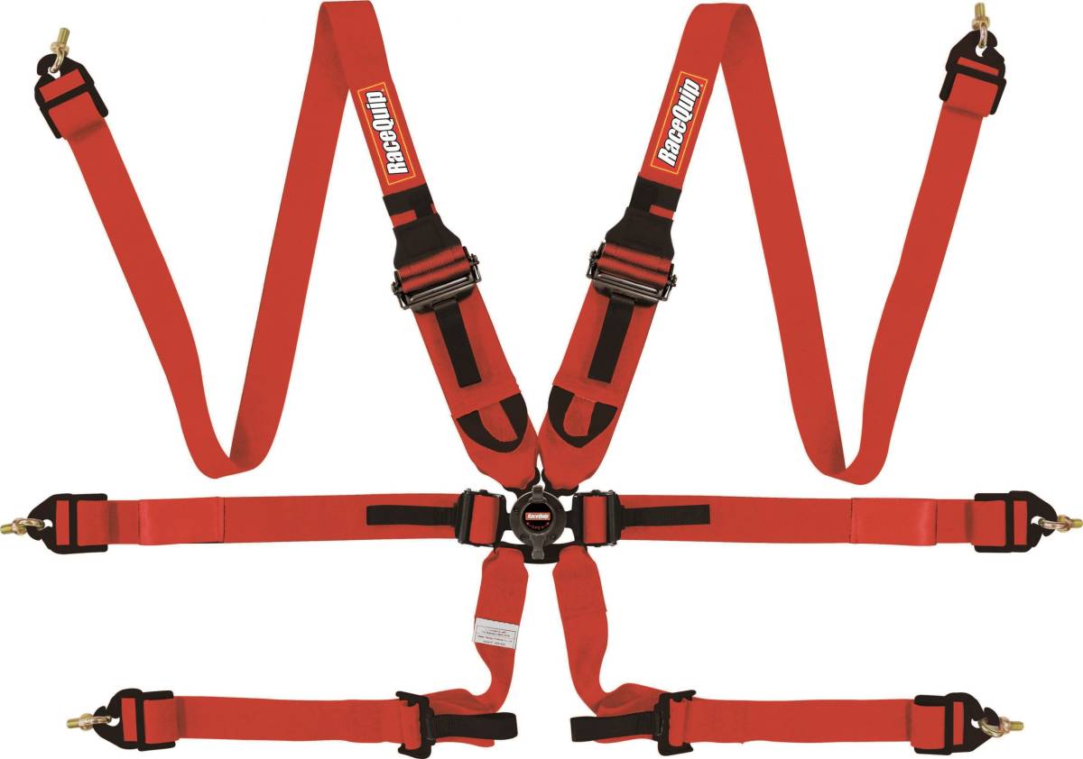 Image of Racequip Fia 6 Point Camlock Harness Premium Aluminum Set - Red - FHR Shoulders