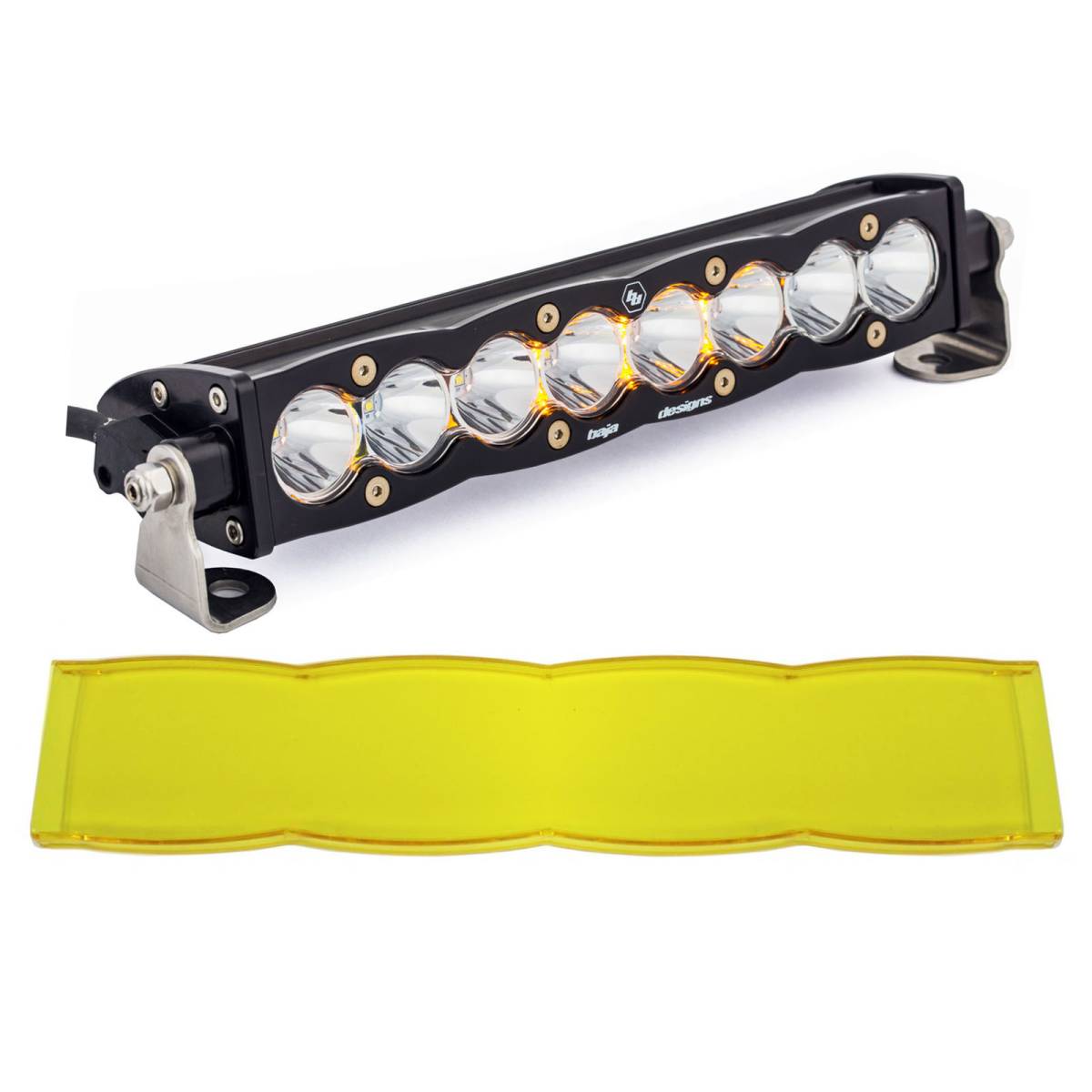 Image of Baja Designs 10" Clear Work/Scene S8 Straight LED Light Bar W/ Amber Rock Guard