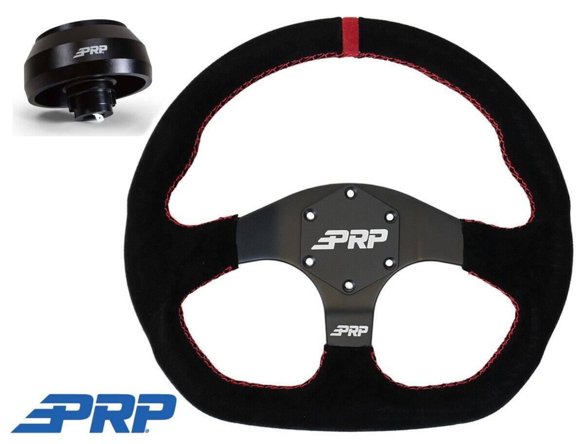 Image of PRP Comp-R Suede Wheel Red Stripe W/ Adapter Hub For Toyota Tacoma (2005-2021)