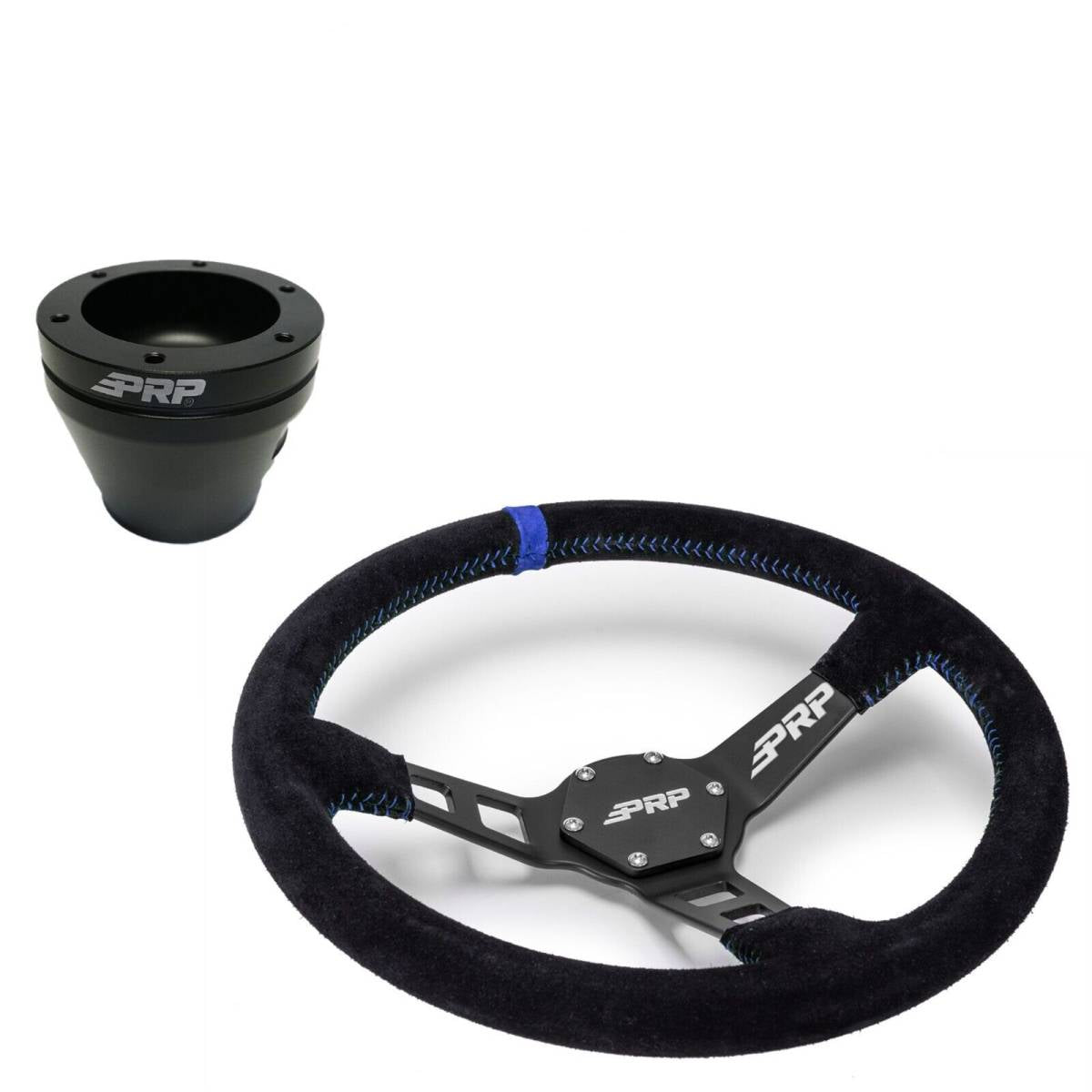 Image of PRP Deep Dish Suede Wheel Blue Stripe W/ UTV Hub Adapter For Polaris/Can-Am
