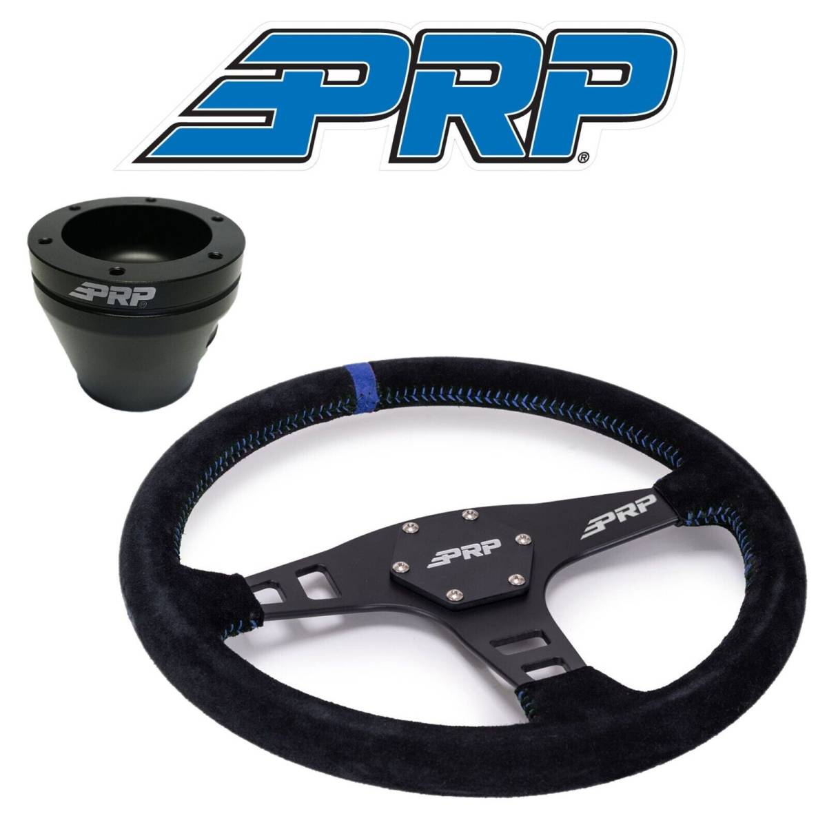 Image of PRP Flat Suede Wheel Blue Stripe With UTV Hub Adapter For Polaris & Can-Am