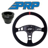 Image of PRP Flat Suede Steering Wheel Red Stripe W/ UTV Hub Adapter For Polaris & Can-Am