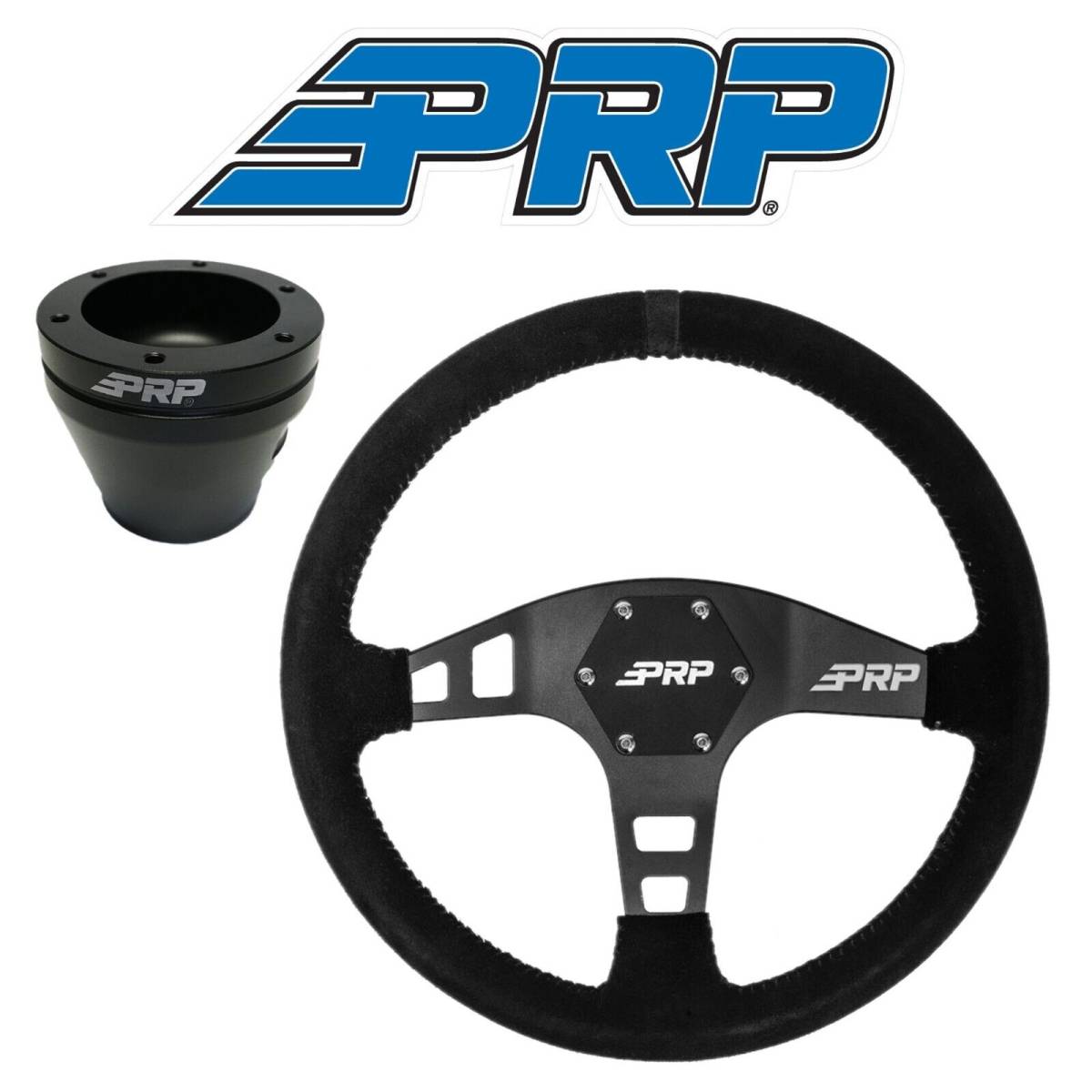 Image of PRP Flat Suede Wheel Black Stripe With UTV Hub Adapter For Polaris & Can-Am