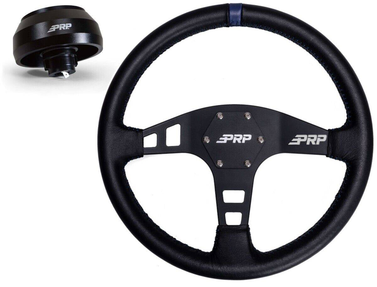 Image of PRP Flat Leather Steering Wheel Blue Stripe/6 Bolt Hub Toyota Tacoma (2005-2021)