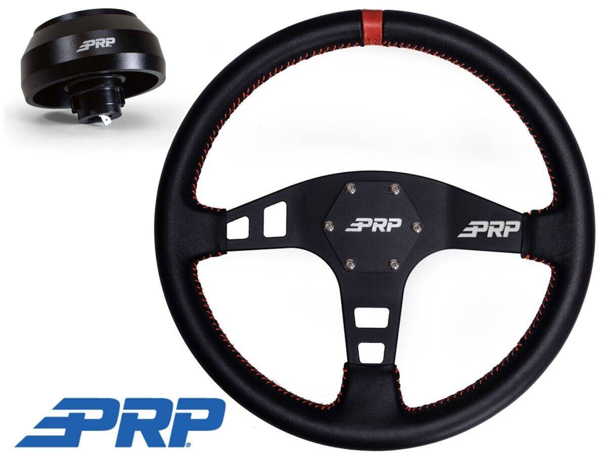 Image of PRP Leather Steering Wheel Red Stripe/6 Bolt Hub For Toyota Tacoma (2005-2021)