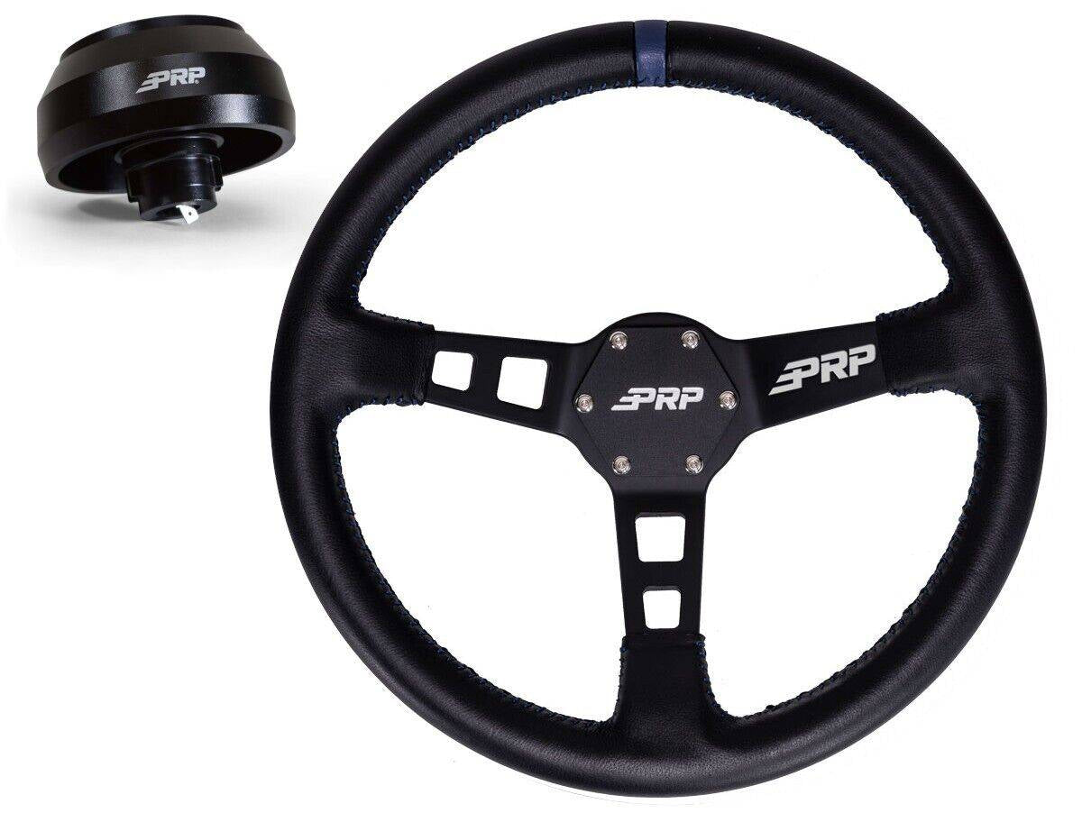 Image of PRP Deep Dish Leather Wheel Blue Stripe/6 Bolt Hub for Toyota Tacoma (2005-2021)